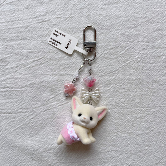 Fennec Fox Twin in Pink Keychain