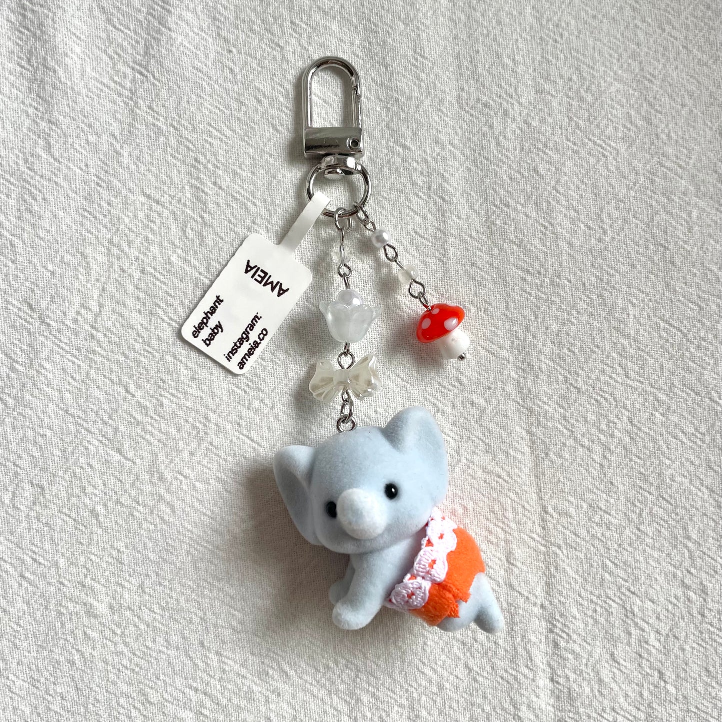 Elephant Twin in Orange Keychain