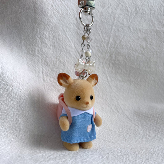 Baby Deer with Pink Bag Pack Keychain