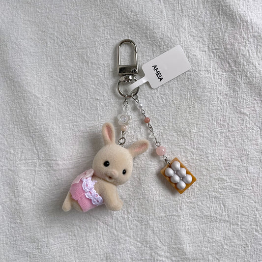 Milk Rabbit Baby with Eggs Keychain