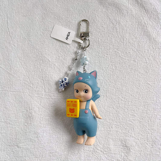 Bluish Gray Cat Sonny Angel Keychain