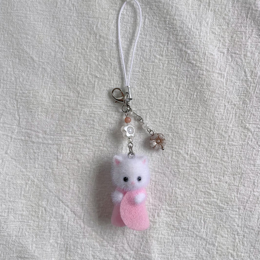 Persian Cat Baby Keychain Lanyard in Pink