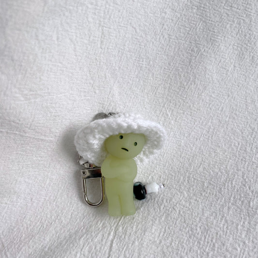 Smiski Little Group Think with White Hat Keychain