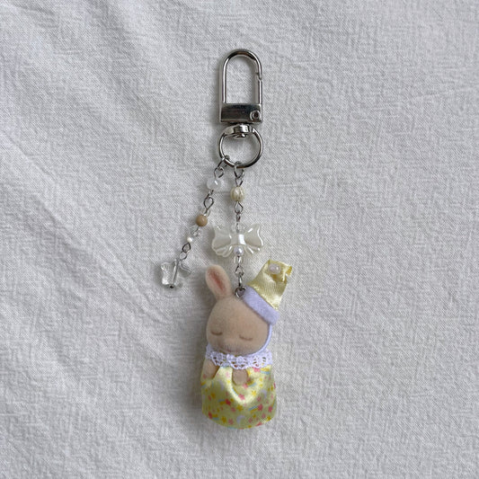 Milk Rabbit Cradled Baby Keychain