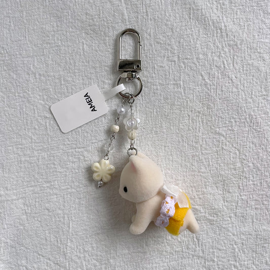 Silk Cat Baby Twin Keychain in Yellow