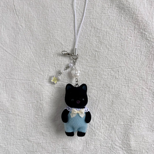 Midnight Cat Baby Keychain Lanyard